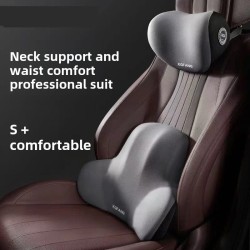 2pcs Car Headrest and Lumbar Support Set – Comfort & Back Support for Driving