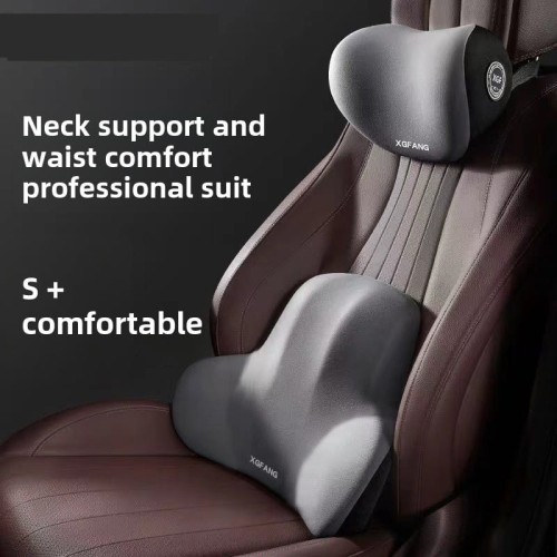 2pcs Car Headrest and Lumbar Support Set – Comfort & Back Support for Driving