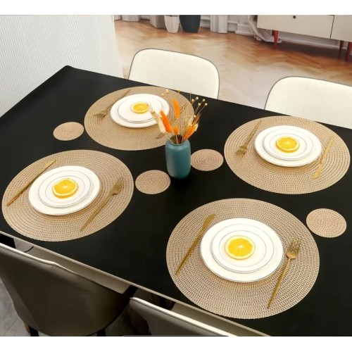 6pcs PVC Non Woven Table Mats – Stylish & Durable Dining Table Protection