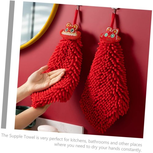 Red Chenille Hand Towels – Soft & Quick-Drying