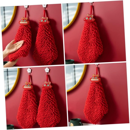 Red Chenille Hand Towels – Soft & Quick-Drying