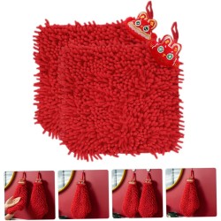 Red Chenille Hand Towels – Soft & Quick-Drying
