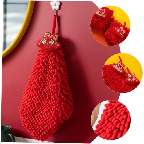 Red Chenille Hand Towels – Soft & Quick-Drying