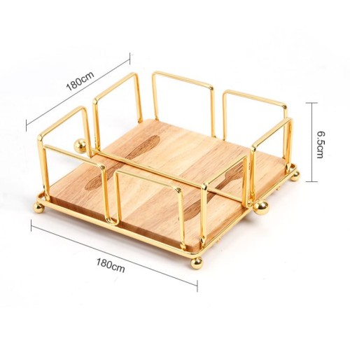 Luxury Metallic Serviette Holder with Bamboo Base Luxury Metallic Serviette Holder with Bamboo Base