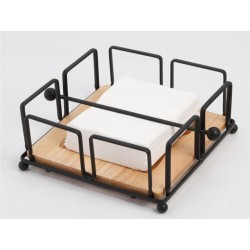 Luxury Metallic Serviette Holder with Bamboo Base