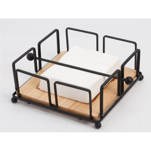 Luxury Metallic Serviette Holder with Bamboo Base Luxury Metallic Serviette Holder with Bamboo Base