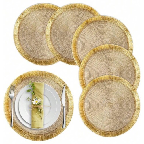 Round Shimmery Gold Placemats – Set of 6