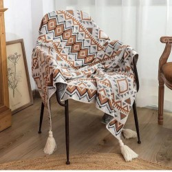 Nordic Bohemian Knitted Throw Blanket with Tassels Nordic Bohemian Knitted Throw Blanket with Tassels