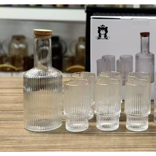 Custom Decanter Set with Bamboo Lid and 6pcs Highball Glassware