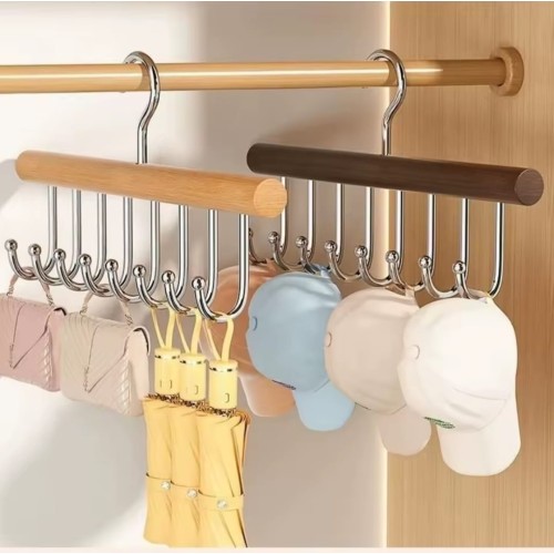 Wooden Plank Multipurpose 8 Hook Hanger