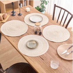 Elegant Round Woven Placemats – 6 pcs