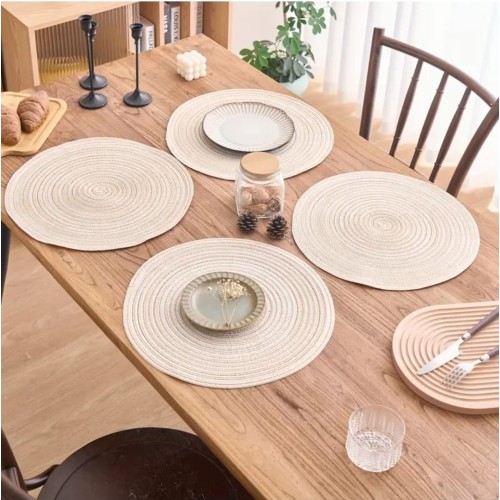 Elegant Round Woven Placemats – 6 pcs