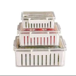 Premium 3pcs Acrylic Food Storage Containers with Drainer Basket