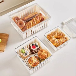 Premium 3pcs Acrylic Food Storage Containers with Drainer Basket