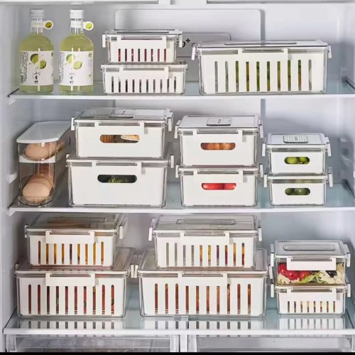 Premium 3pcs Acrylic Food Storage Containers with Drainer Basket Premium 3pcs Acrylic Food Storage Containers with Drainer Basket
