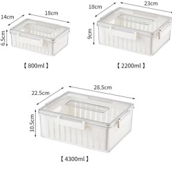 Premium 3pcs Acrylic Food Storage Containers with Drainer Basket