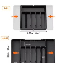 Expandable Cutlery Drawer Organizer – BPA-Free Hard Plastic Kitchen Storage Tray