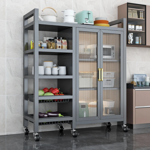 New Best Multi-Functional Kitchen Storage Rack with Visible Doors and Metal Handles New Best Multi-Functional Kitchen Storage Rack with Visible Doors and Metal Handles