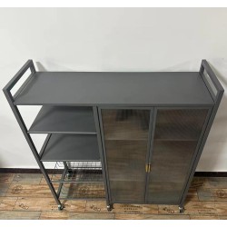 New Best Multi-Functional Kitchen Storage Rack with Visible Doors and Metal Handles