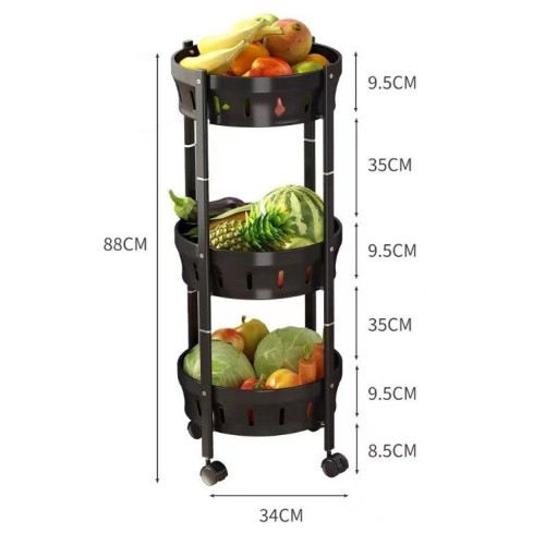Foldable Rotating Vegetable/Fruit Rack with Lockable Wheel Foldable Rotating Vegetable/Fruit Rack with Lockable Wheel