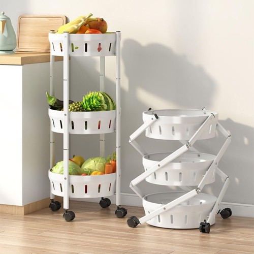 Foldable Rotating Vegetable/Fruit Rack with Lockable Wheel Foldable Rotating Vegetable/Fruit Rack with Lockable Wheel