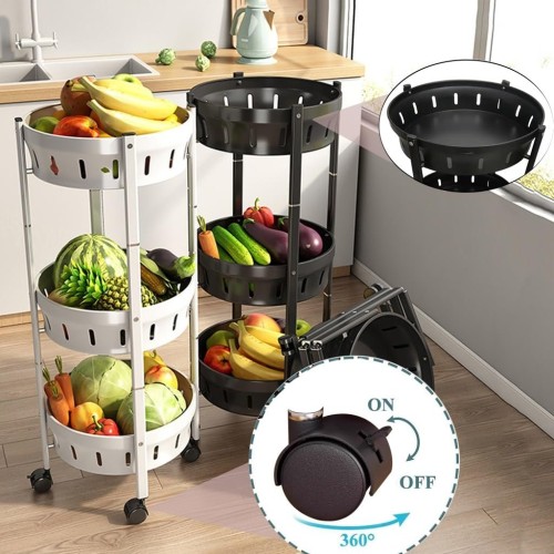 Foldable Rotating Vegetable/Fruit Rack with Lockable Wheel Foldable Rotating Vegetable/Fruit Rack with Lockable Wheel