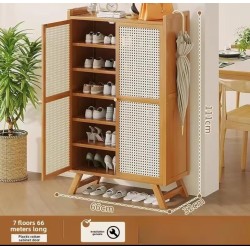 Wooden Bamboo Shoe Rack & Storage Cabinet – Eco-Friendly Organizer for Entryways