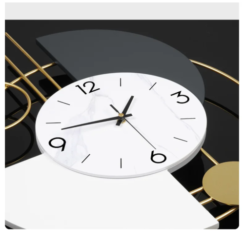 Modern metal geometric silent wall clock with a pendulum
