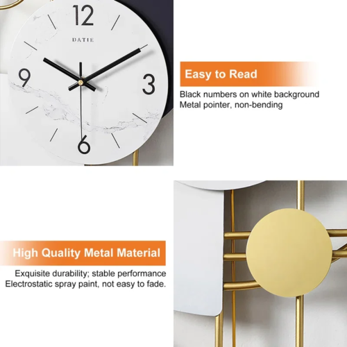 Modern metal geometric silent wall clock with a pendulum