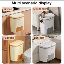 Wall-Mounted Trash Can With Lid