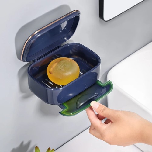 Wall-Mounted Soap Dish With A lid And Drainiing Tray Wall-Mounted Soap Dish With A lid And Drainiing Tray