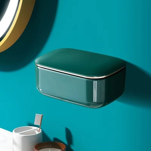Wall-Mounted Soap Dish With A lid And Drainiing Tray Wall-Mounted Soap Dish With A lid And Drainiing Tray