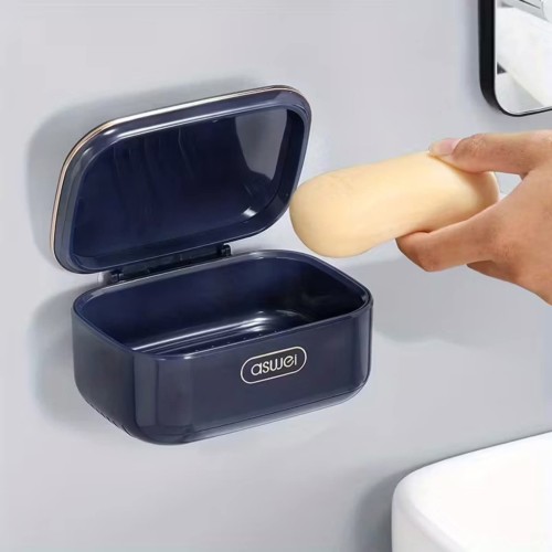 Wall-Mounted Soap Dish With A lid And Drainiing Tray Wall-Mounted Soap Dish With A lid And Drainiing Tray