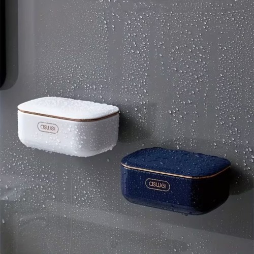 Wall-Mounted Soap Dish With A lid And Drainiing Tray