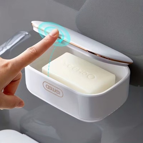 Wall-Mounted Soap Dish With A lid And Drainiing Tray Wall-Mounted Soap Dish With A lid And Drainiing Tray
