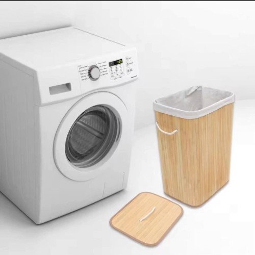 Large Capacity Foldable Bamboo Laundry Basket