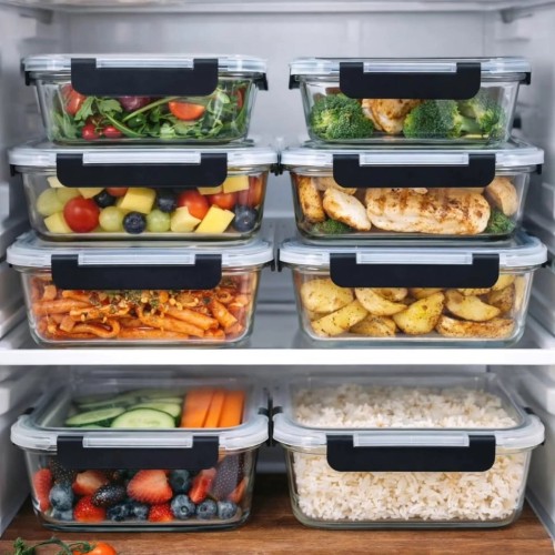 4 pcs glass food container set