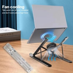 Adjustable aluminum laptop stand with a built-in cooling fan Adjustable aluminum laptop stand with a built-in cooling fan