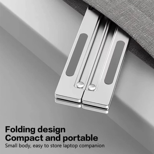 Adjustable aluminum laptop stand with a built-in cooling fan