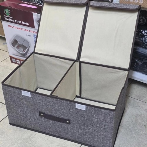 Foldable Cotton Linen Closet Storage Box with Double Cover Organizer