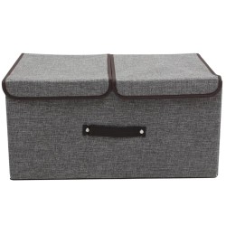 Foldable Cotton Linen Closet Storage Box with Double Cover Organizer