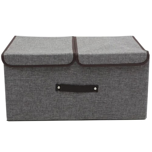 Foldable Cotton Linen Closet Storage Box with Double Cover Organizer
