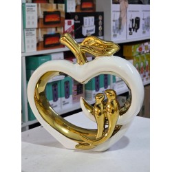 Ceramic Apple Golden Bird Decoration – 23cm Elegant Luxury Home Decor Statue