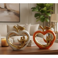 Ceramic Apple Golden Bird Decoration – 23cm Elegant Luxury Home Decor Statue