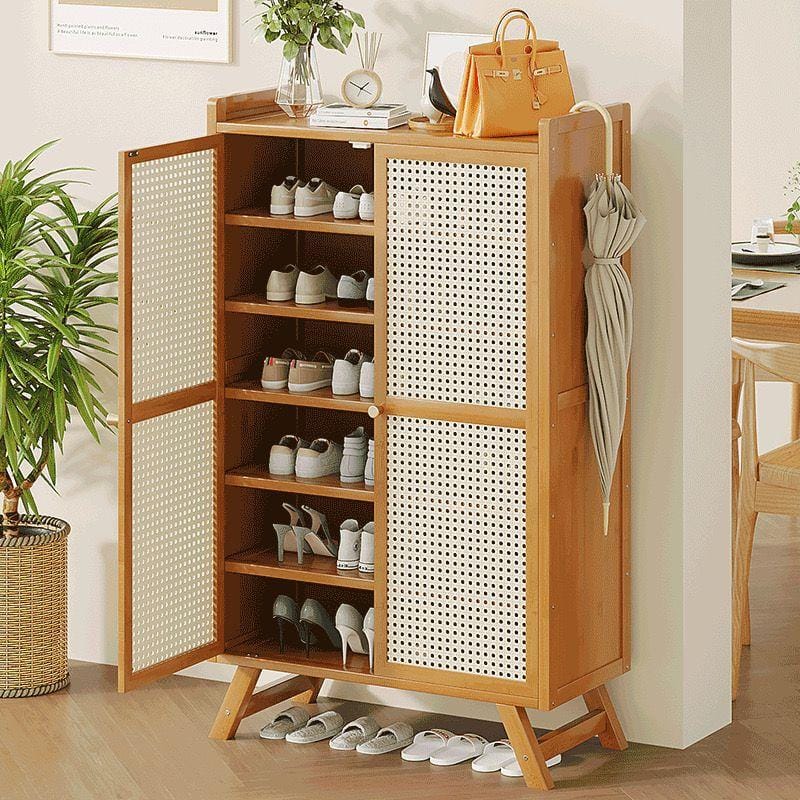 Wooden Bamboo Shoe Rack & Storage Cabinet – Eco-Friendly Organizer for Entryways