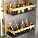 2 pcs Aluminum Alloy Rectangular Shelf (Black and Gold)